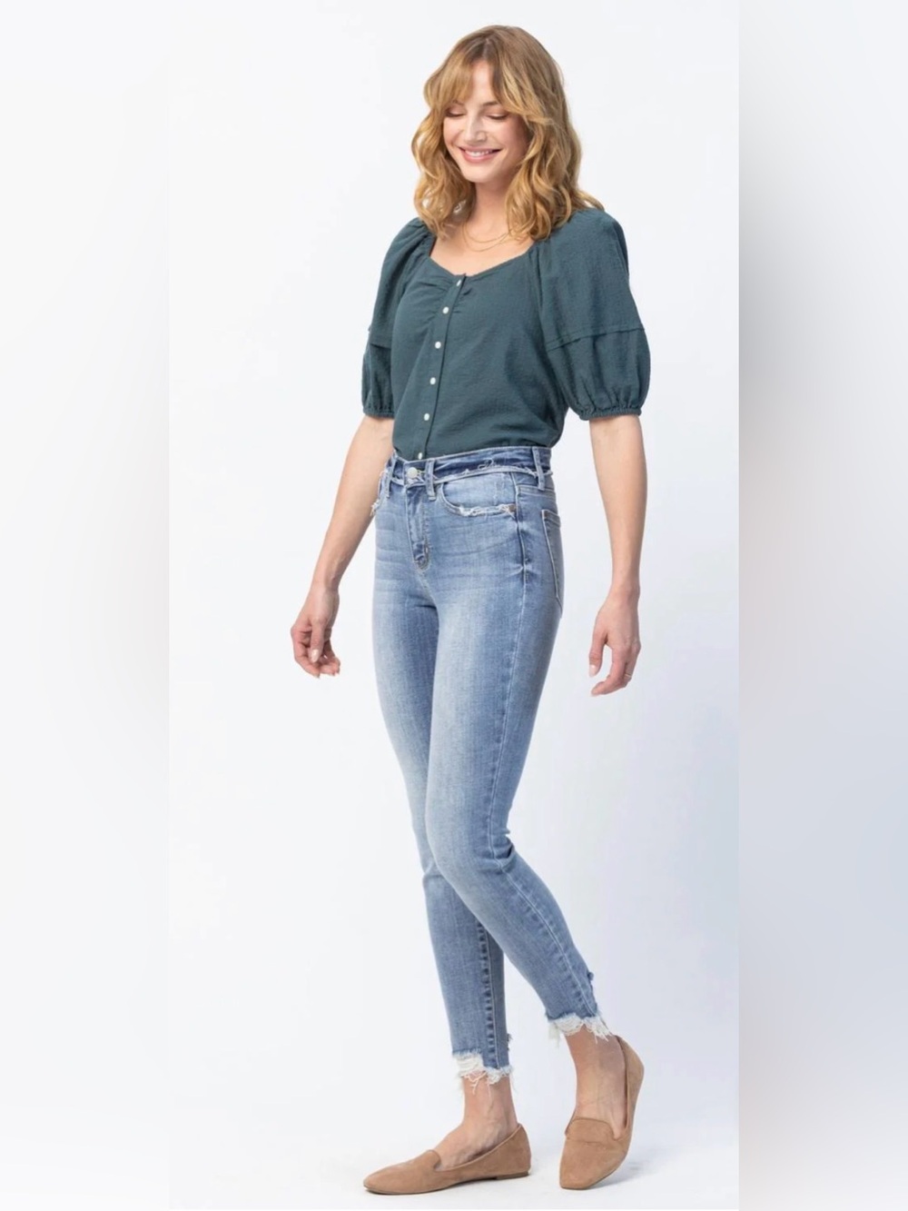 Judy Blue JB82408LT Mid Rise Release Waistband Skinny Jeans 13/31 EUC